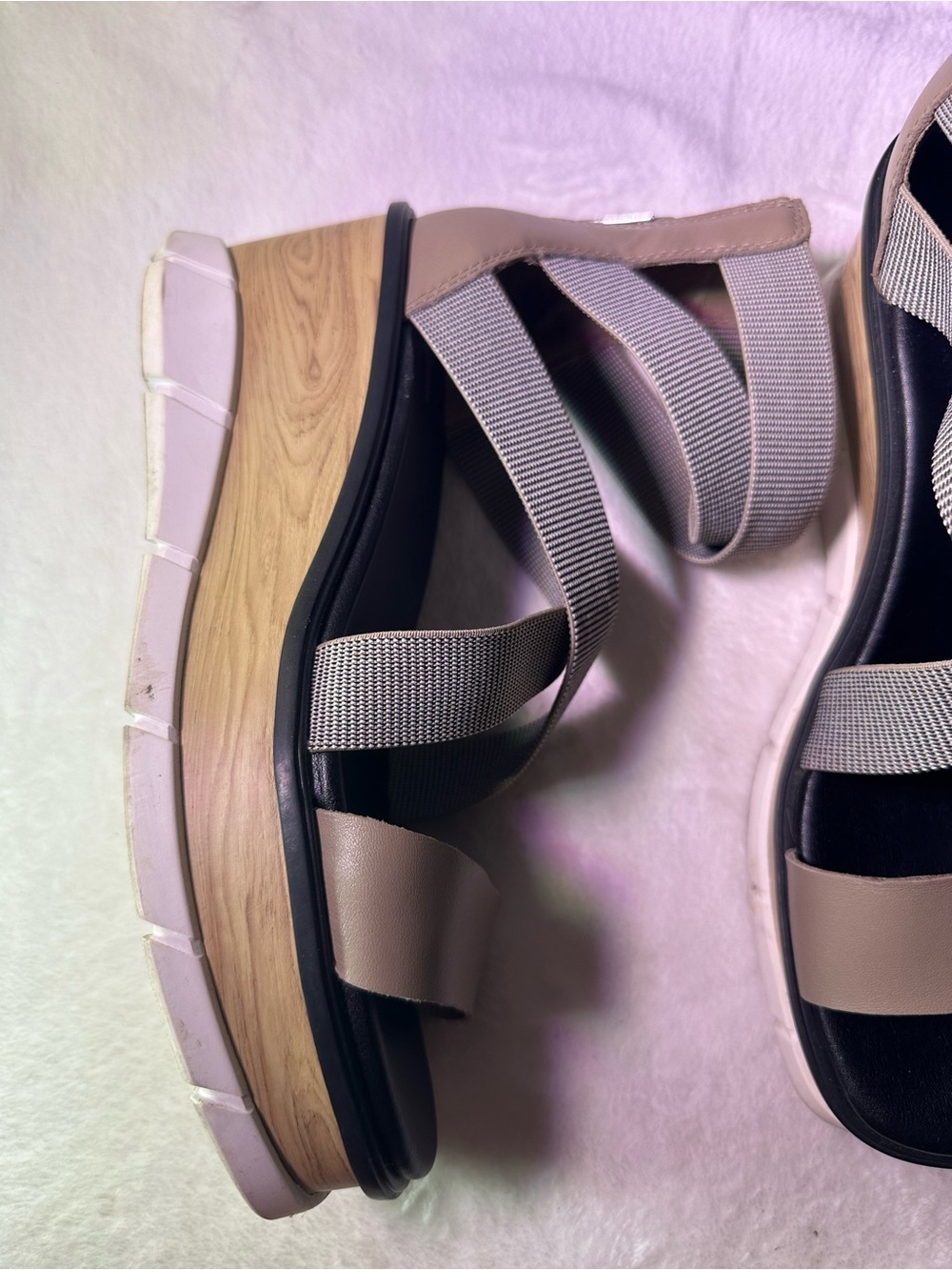 Sorel Tan and Gray Crisscross Wedge Sandal - Picture 5 of 8